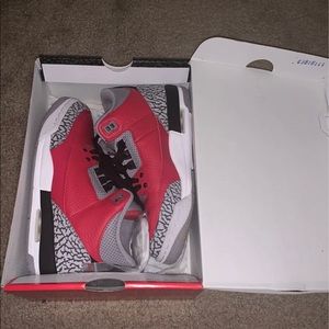 Fire red cement grey 3s